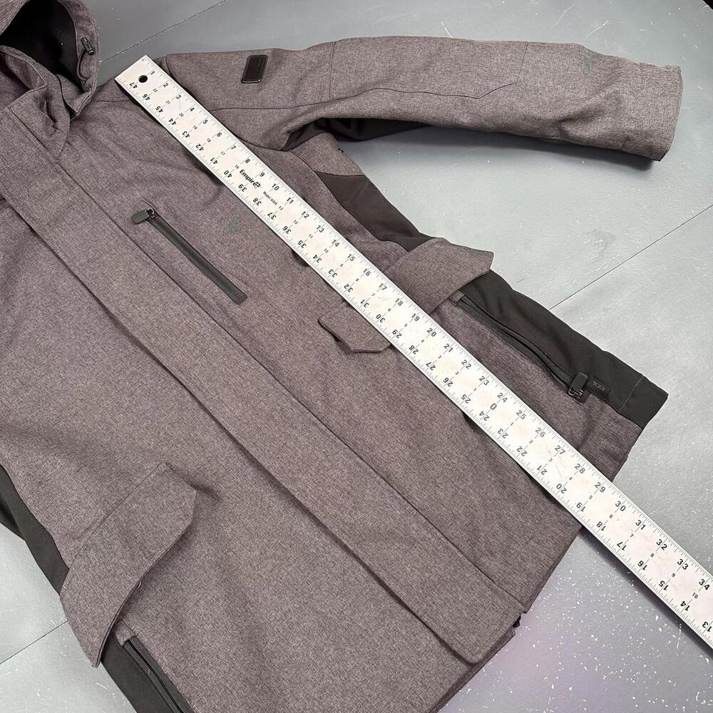 Tumi Jacket Mens Medium Gray Black Tech Fleece Long Parka Hooded Gorpcore - Picture 6 of 8